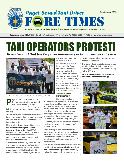 First page of Fare Times — September 2013