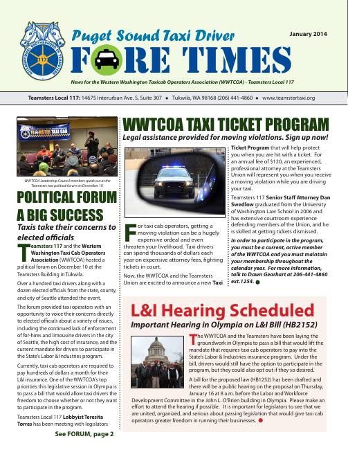 First page of Fare Times — January 2014