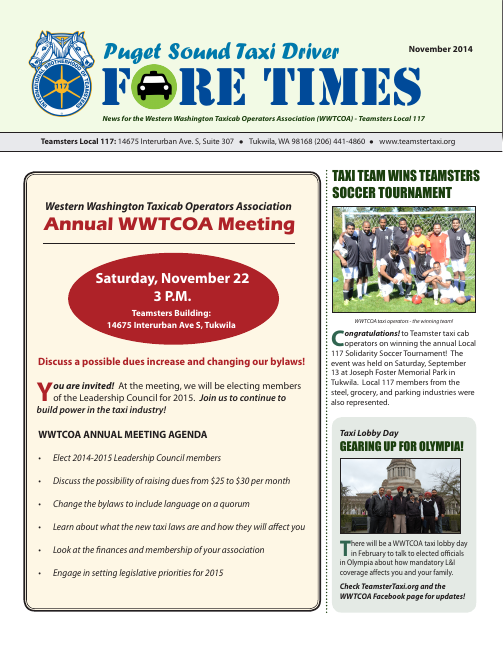 First page of Fare Times — November / December 2014