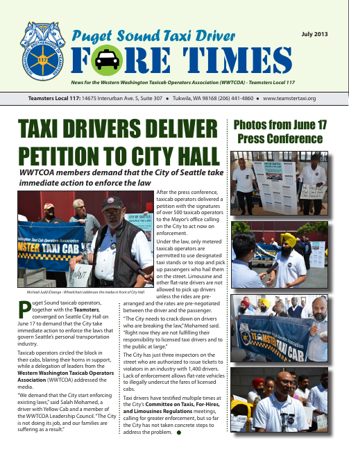 First page of Fare Times — July 2013