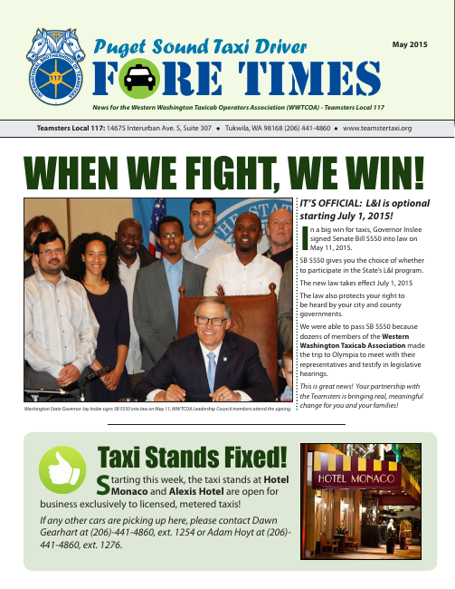First page of Fare Times — May 2015