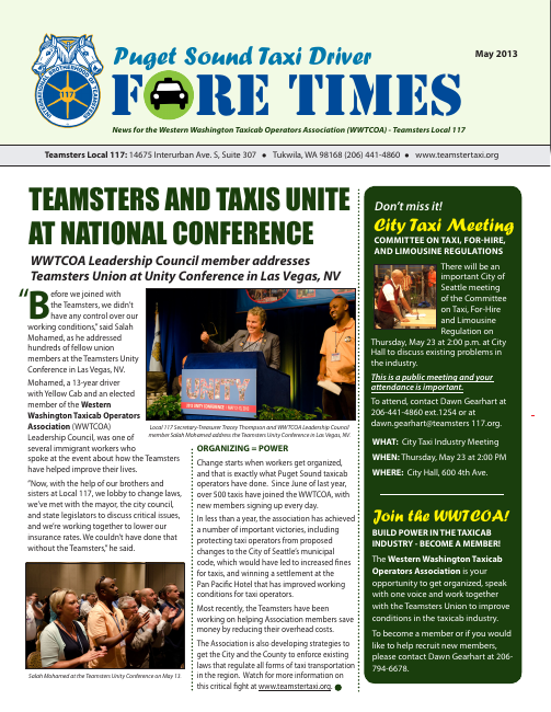 First page of Fare Times — May 2013