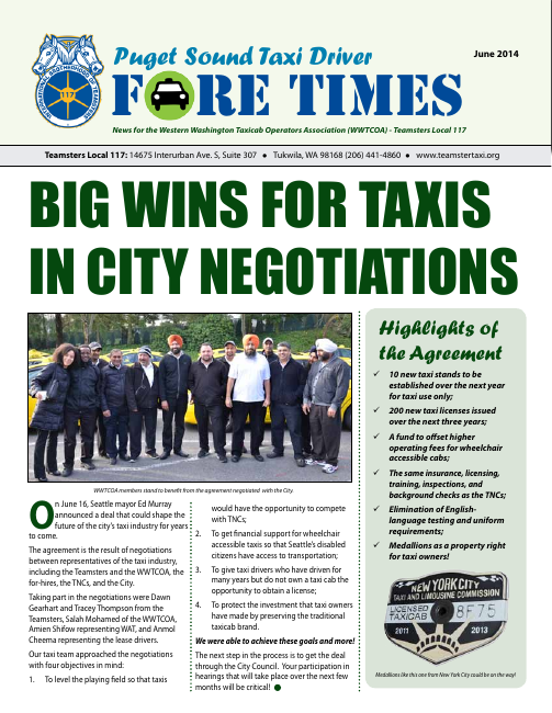 First page of Fare Times — June 2014
